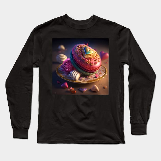 Valentines themed colorful array of macarons. Long Sleeve T-Shirt by UmagineArts